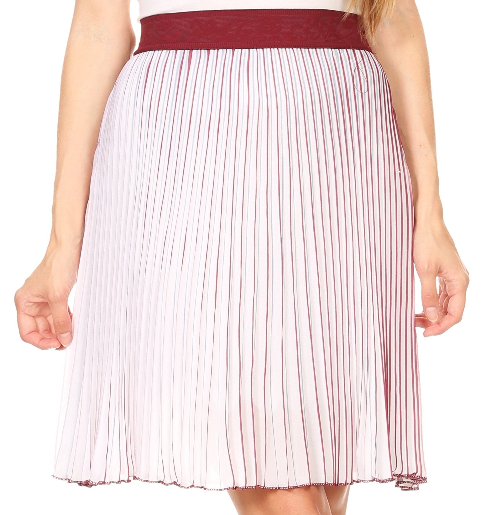 Sakkas Amira Accordion Pleated Midi Crepe Slim Skirt with Elastic Waist - Concordia Style Boutique