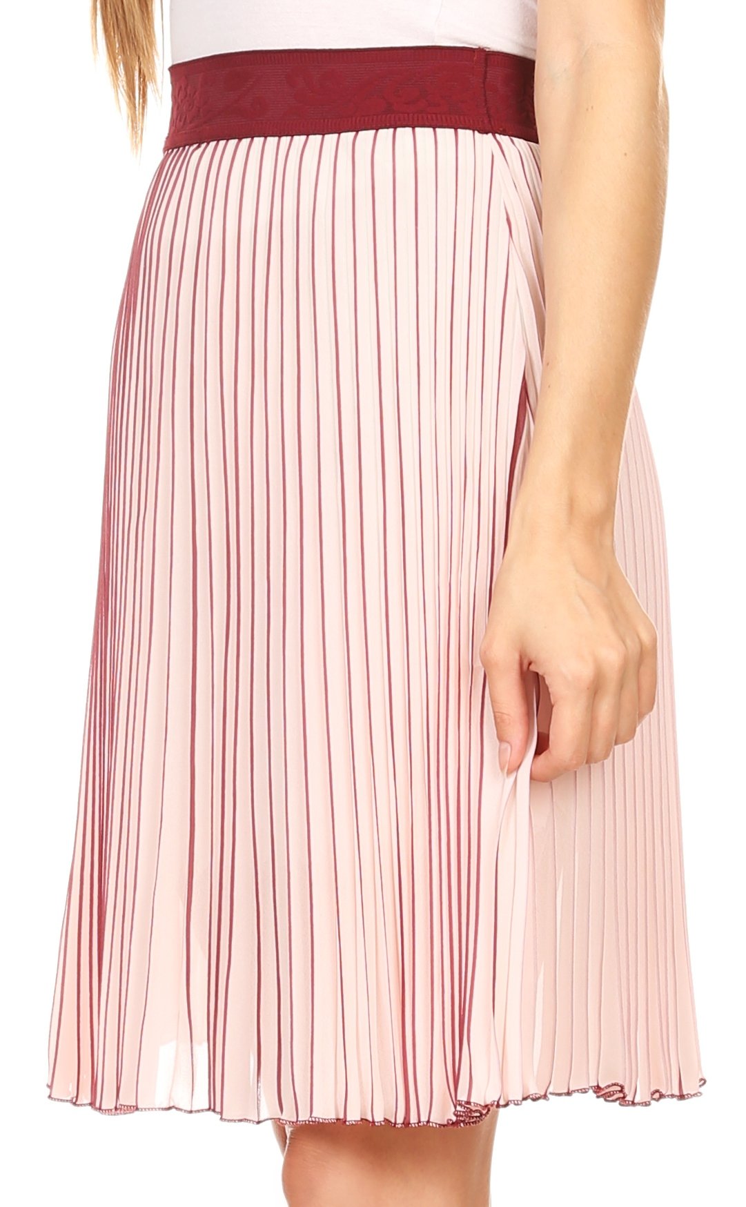 Sakkas Amira Accordion Pleated Midi Crepe Slim Skirt with Elastic Waist - Concordia Style Boutique