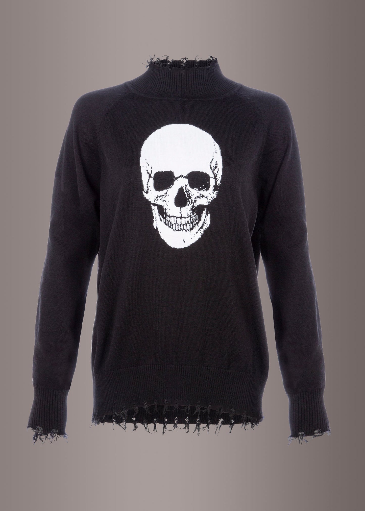 Distressed Skull Knit Sweater - Concordia Style Boutique