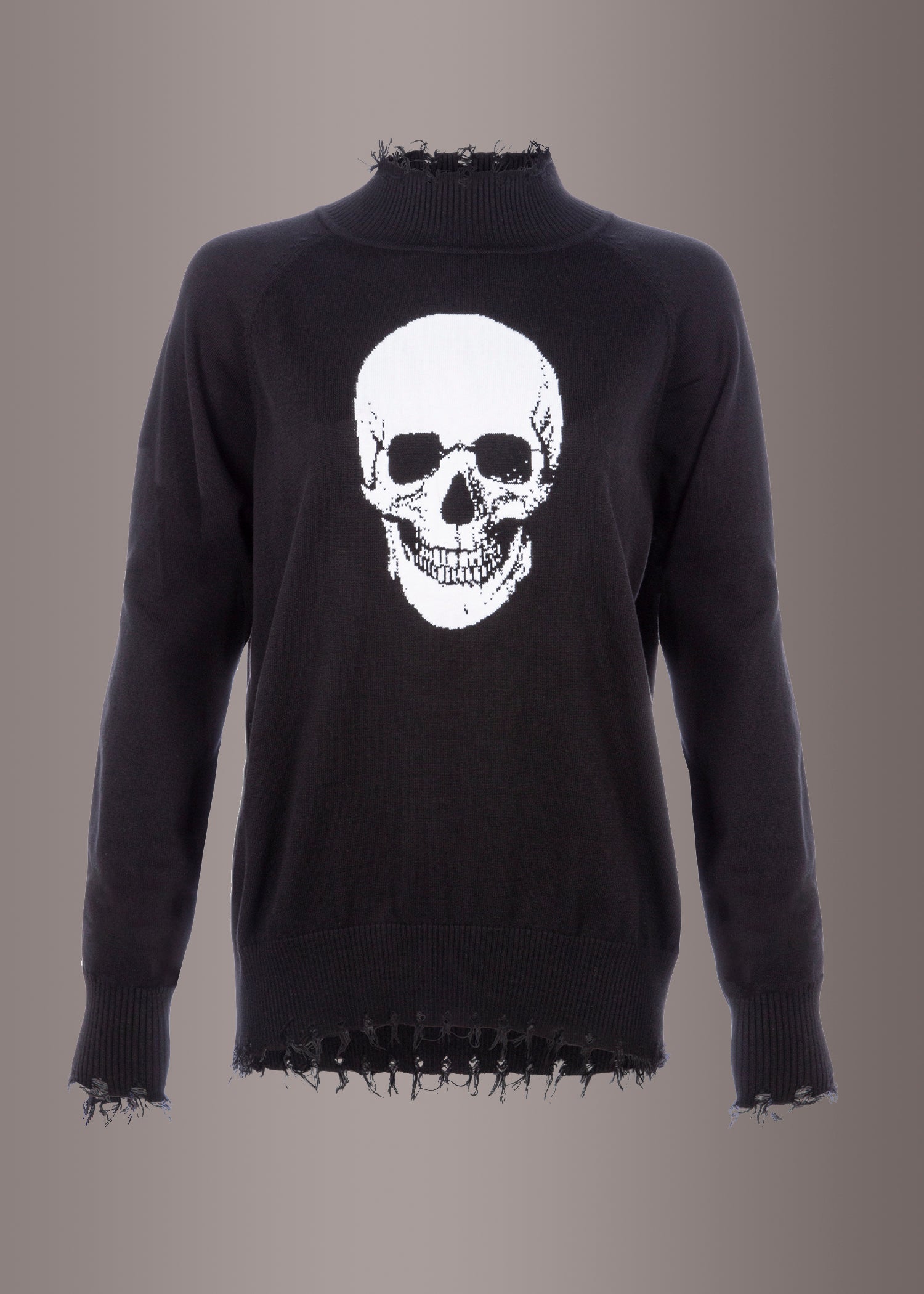 Distressed Skull Knit Sweater - Concordia Style Boutique