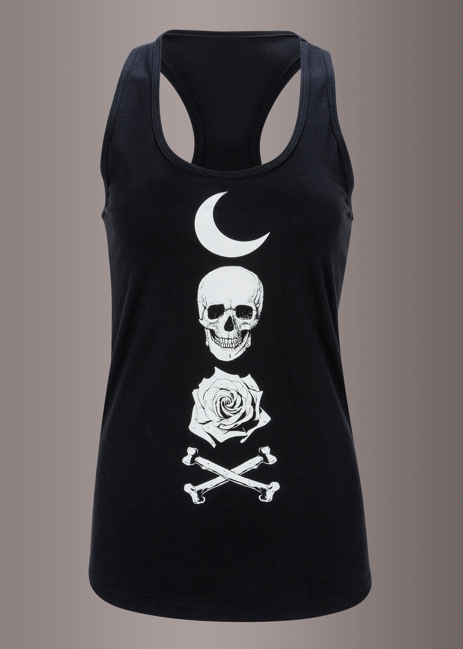 Crescent Moon and Skull Sleeveless Graphic Tee - Concordia Style Boutique