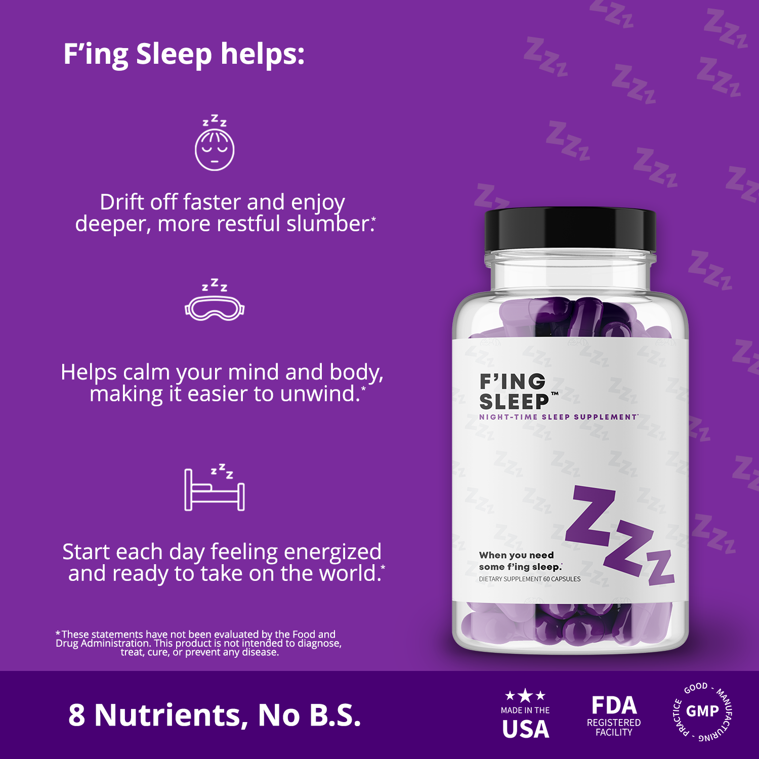 F'ing Sleep Night-Time Sleep Aid Supplement - Best Natural Sleep Aid - Concordia Style Boutique