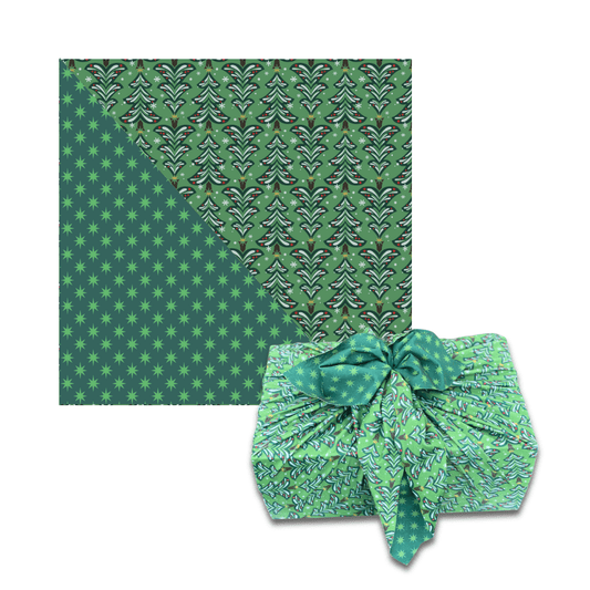 Small Reusable Cloth Furoshiki Gift Wrap | Christmas Trees & Stars