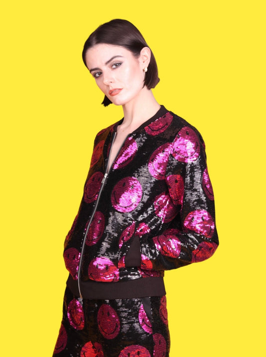 "Any Old  Iron" - x Smiley Pink Bomber Jacket - Premium Clothing from Any Old Iron - Just $300! Shop now at Concordia Style Boutique