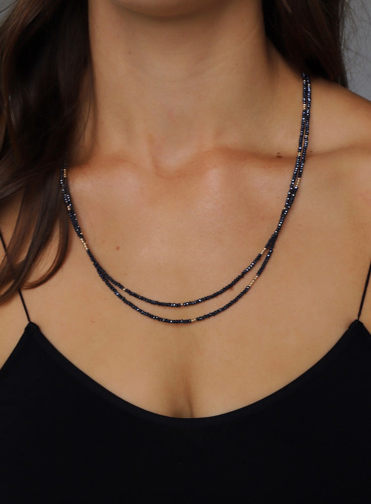 HEMATITE PETITE CRYSTAL DOUBLE WRAP NECKLACE - Concordia Style Boutique