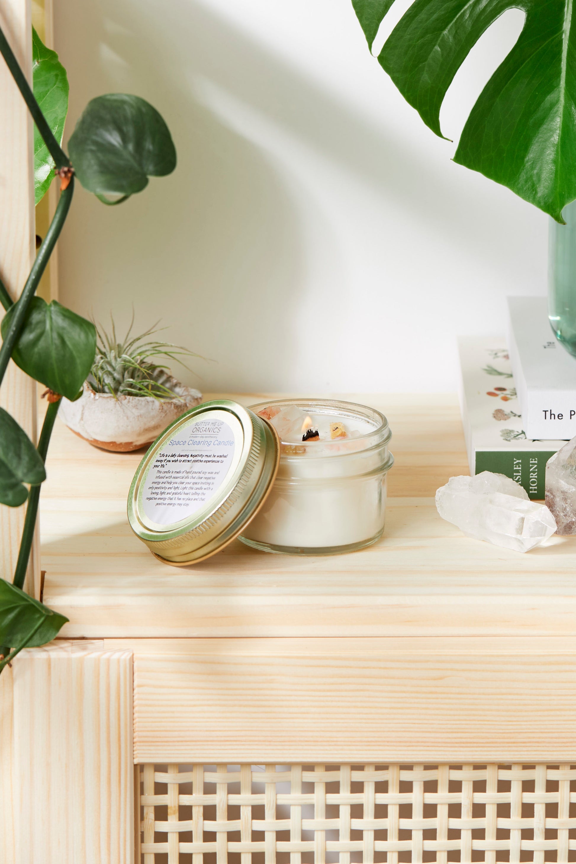 Space Clearing Candle/ Intention Candle / Organic Soy Candle / Candle with Crystals / Cleansing Candle - Concordia Style Boutique