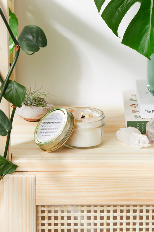 Space Clearing Candle/ Intention Candle / Organic Soy Candle / Candle with Crystals / Cleansing Candle - Concordia Style Boutique