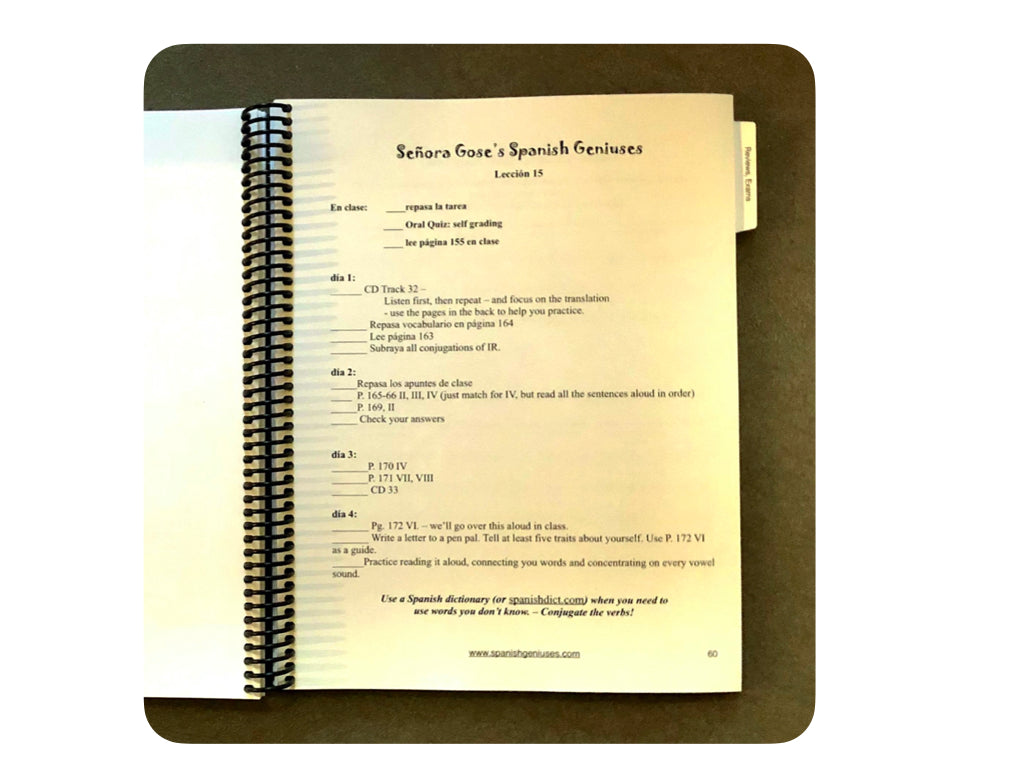 Spanish Geniuses Guide Book Level 1