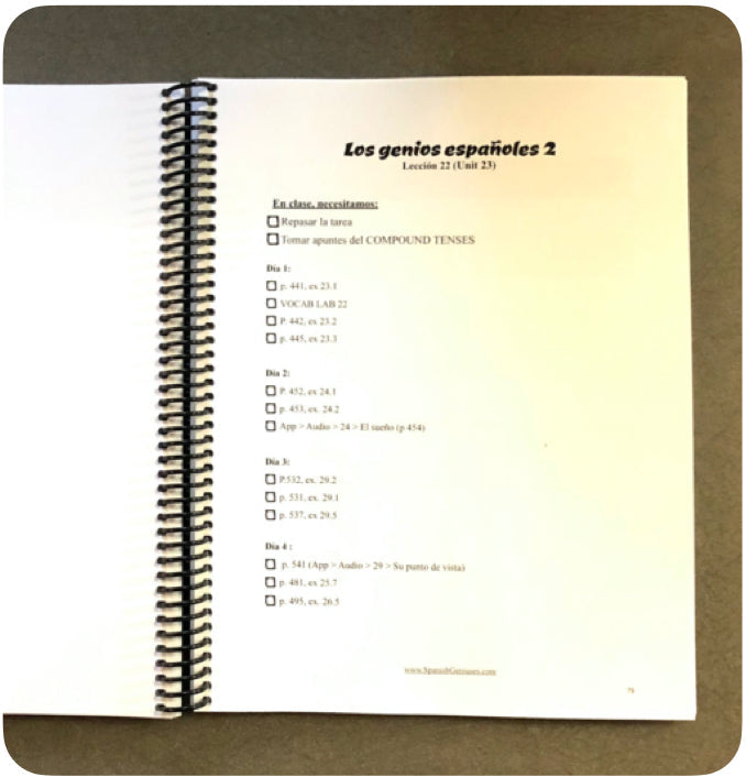 Spanish Geniuses Guide Book Level 2