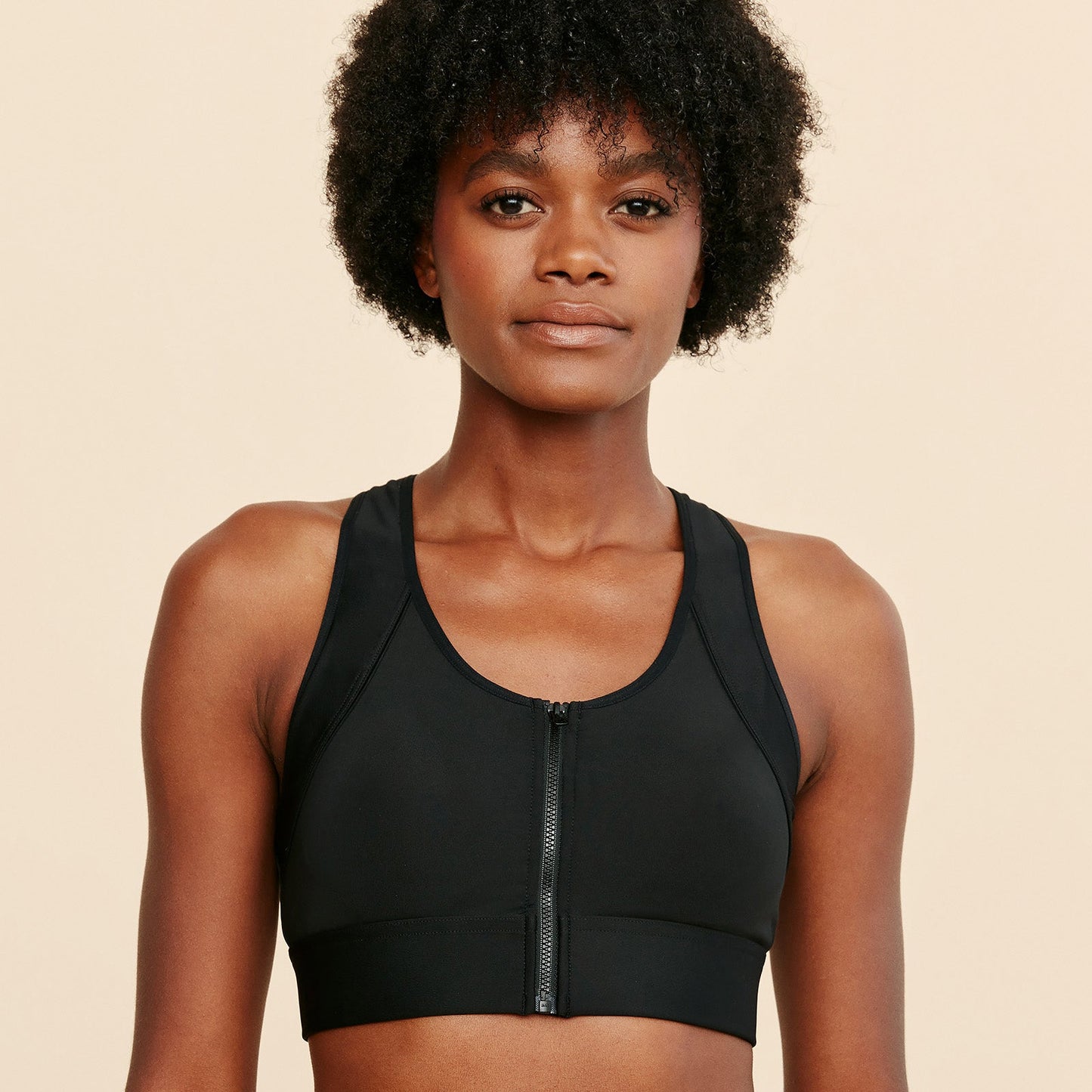 Hero Mastectomy Sports Bra With Front Closure Black