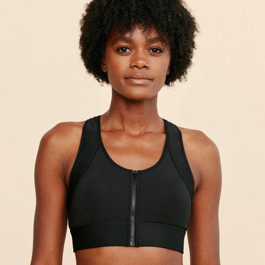 Hero Mastectomy Sports Bra With Front Closure Black