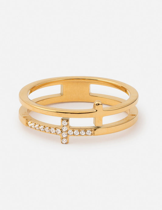 Stacked Cross Gem Ring - Concordia Style Boutique