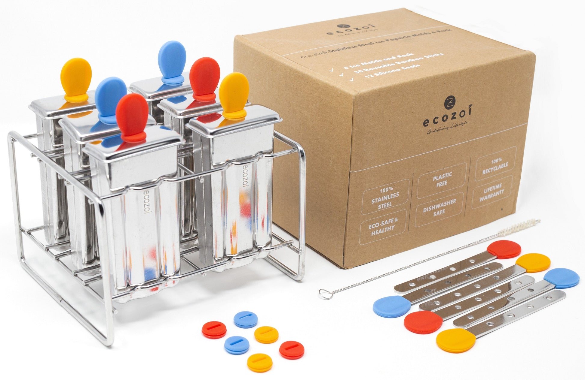 Stainless Steel Popsicle Molds and Rack, Square Shape, Steel Sticks - Concordia Style Boutique