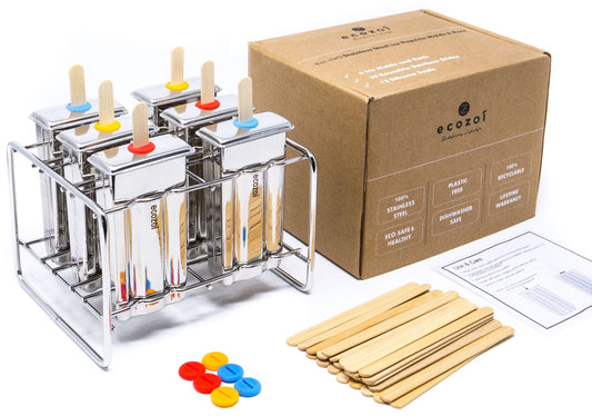 Stainless Steel Popsicle Molds, Square with Reusable Bamboo Sticks - Concordia Style Boutique