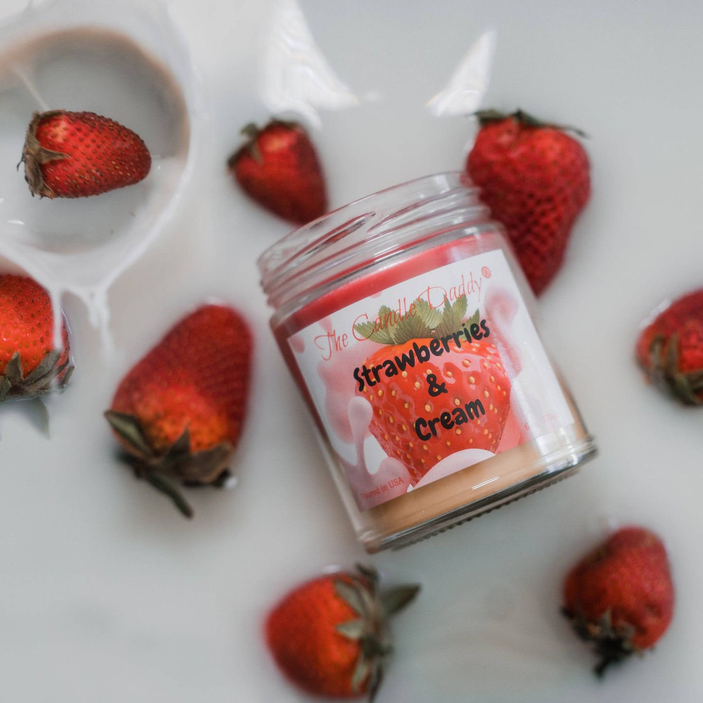 Strawberries and Cream - Sweet Strawberry and Cream Scented - 6 Oz Jar Candle - 40 Hour Burn