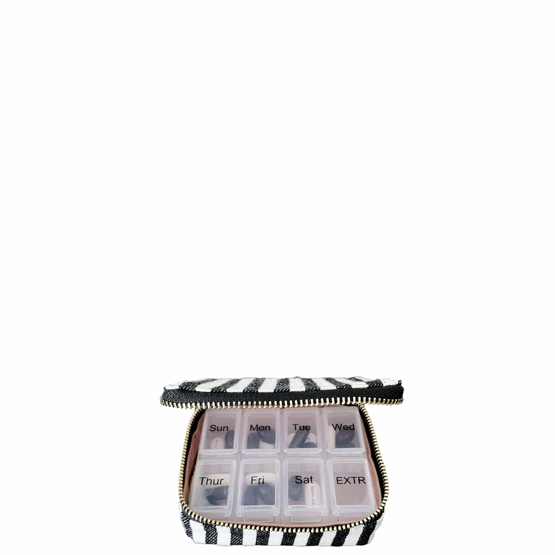 Pill Organizing Case with Weekly Pill Organizer, Striped - Concordia Style Boutique