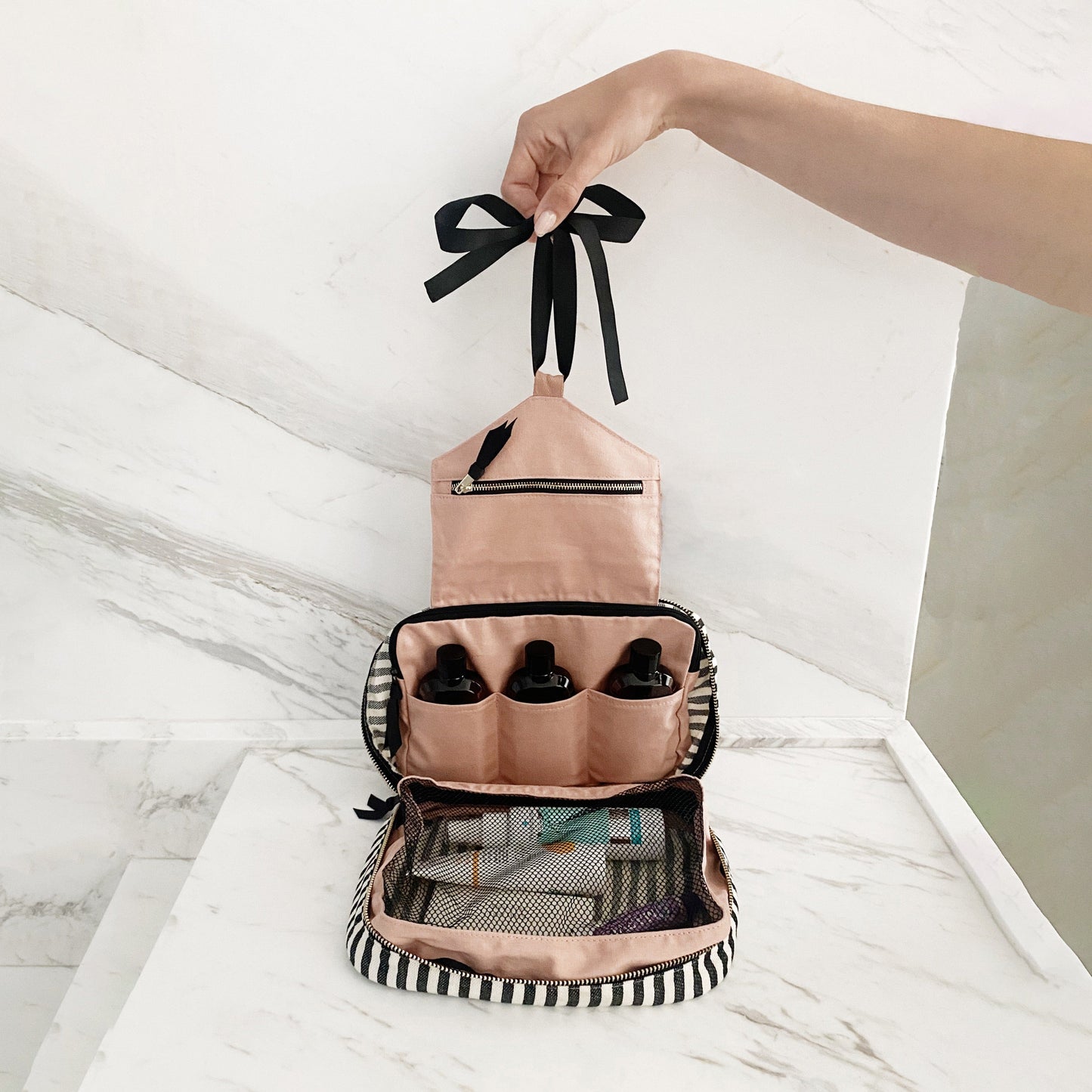Folding/Hanging Toiletry Case, Striped - Concordia Style Boutique