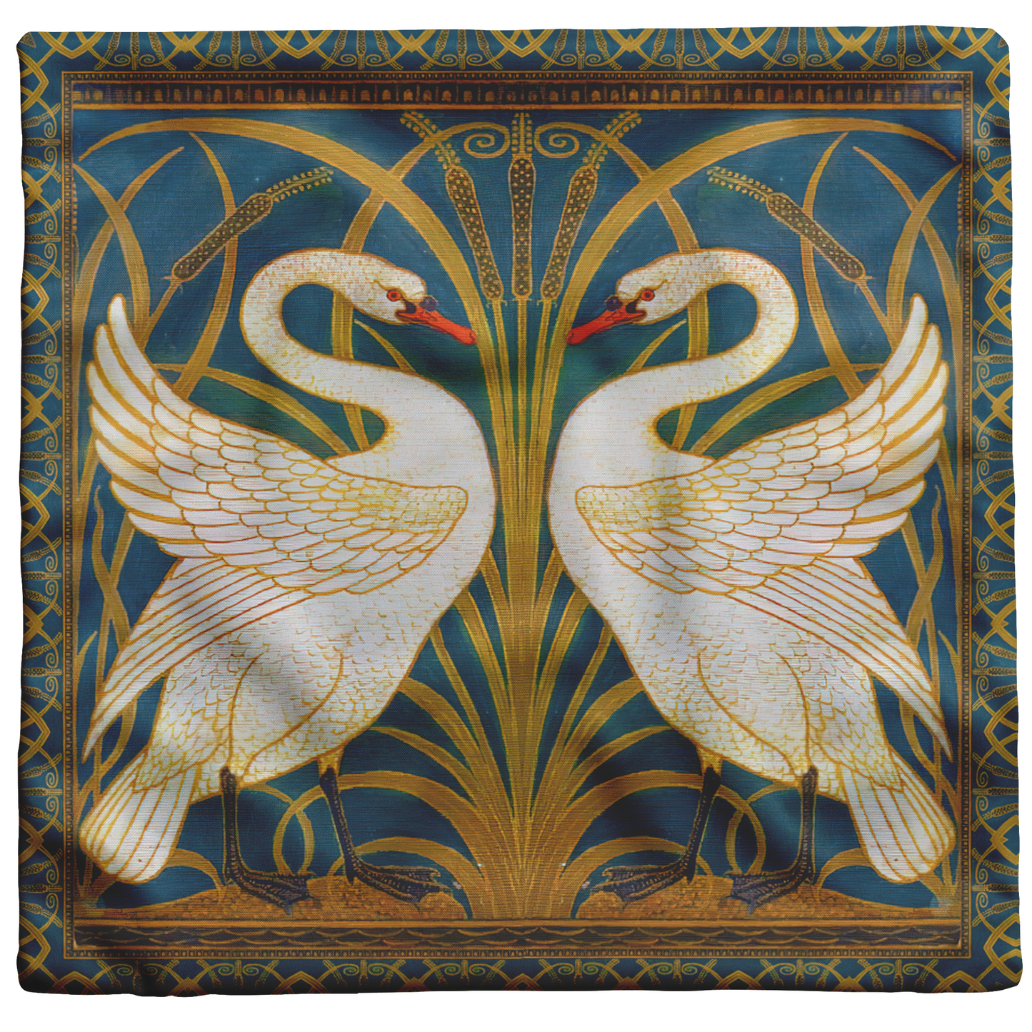 "Swan, Rush and Iris" Throw Pillow