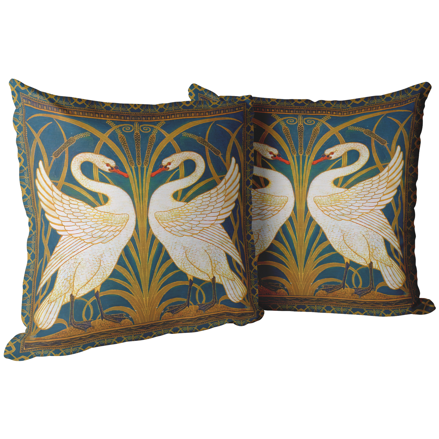 "Swan, Rush and Iris" Throw Pillow