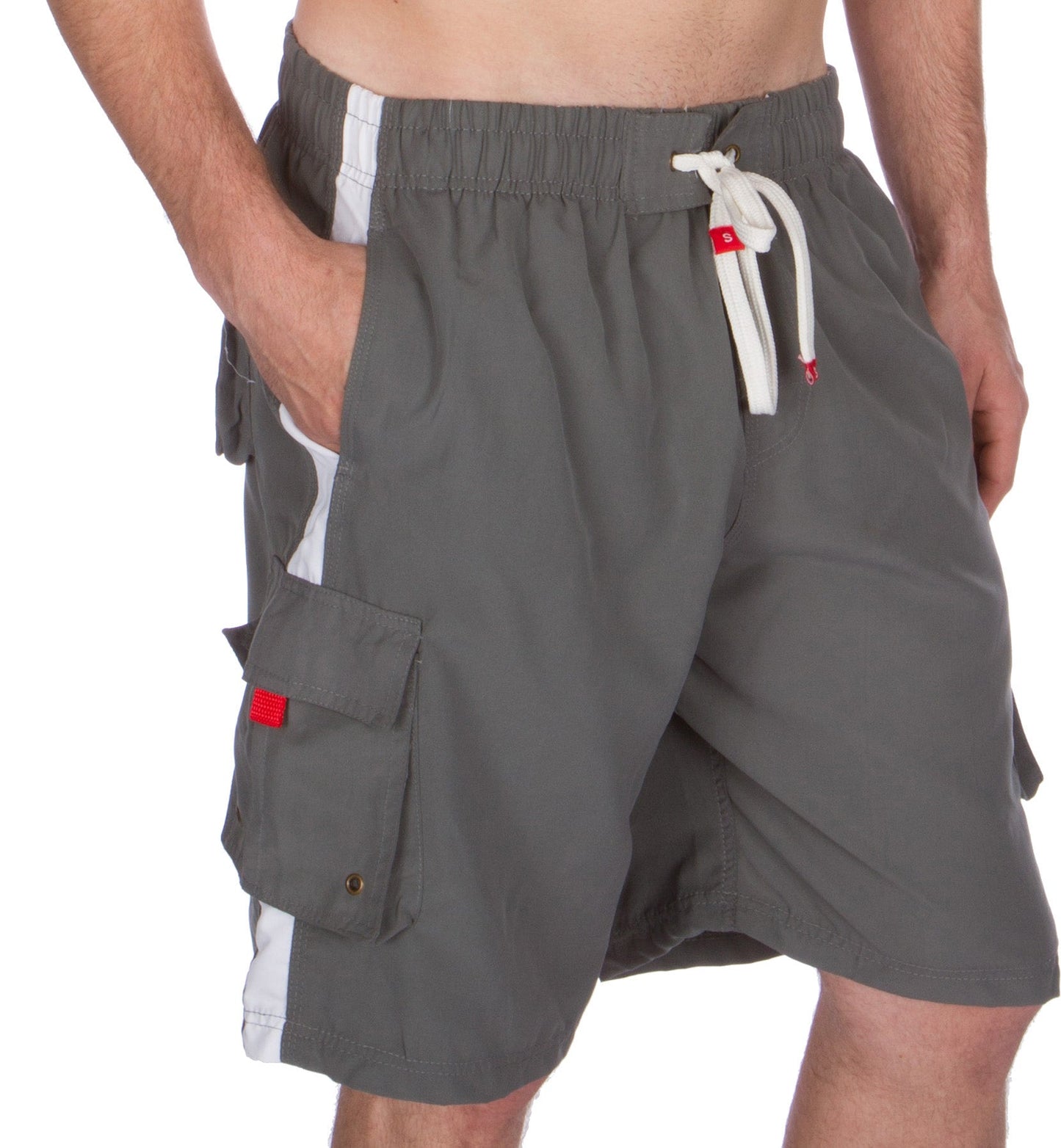 Men's Contrast Striped Solid Color Swim Trunks for Surfing and Skating by Sakkas - Concordia Style Boutique