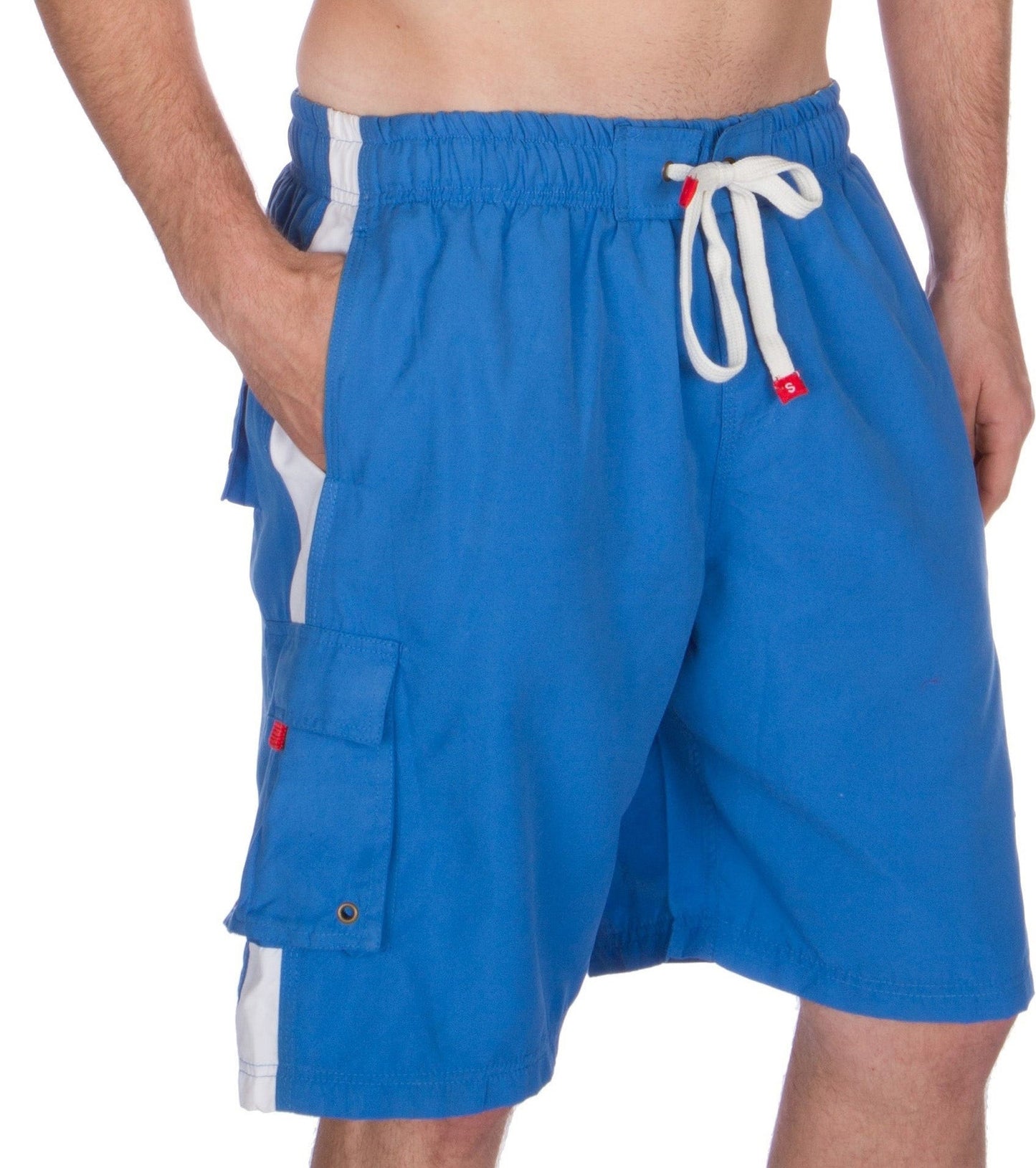 Men's Contrast Striped Solid Color Swim Trunks for Surfing and Skating by Sakkas - Concordia Style Boutique