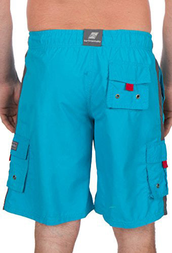 Men's Contrast Striped Solid Color Swim Trunks for Surfing and Skating by Sakkas - Concordia Style Boutique