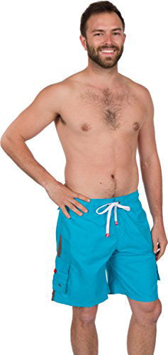 Men's Contrast Striped Solid Color Swim Trunks for Surfing and Skating by Sakkas - Concordia Style Boutique