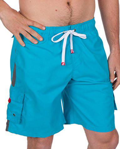 Men's Contrast Striped Solid Color Swim Trunks for Surfing and Skating by Sakkas - Concordia Style Boutique