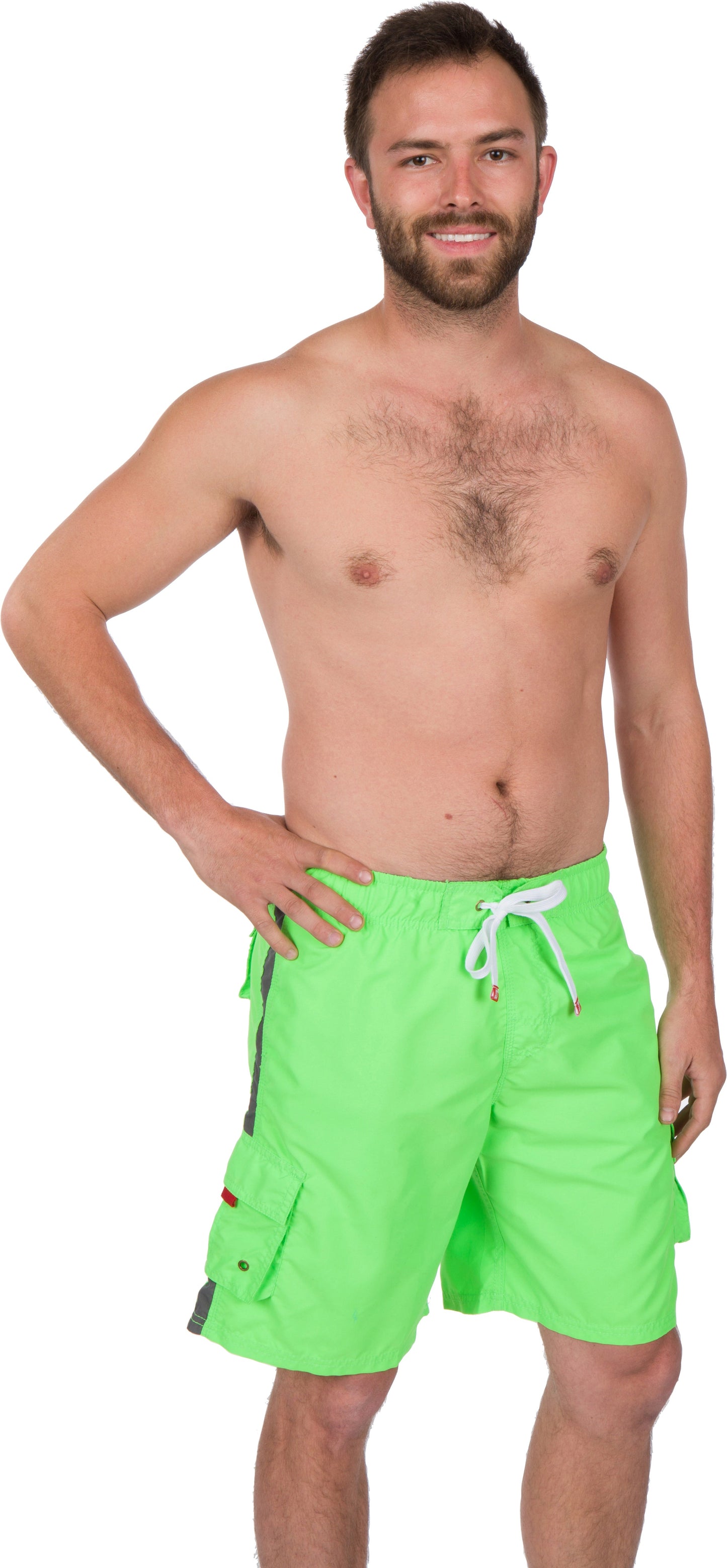 Men's Contrast Striped Solid Color Swim Trunks for Surfing and Skating by Sakkas - Concordia Style Boutique