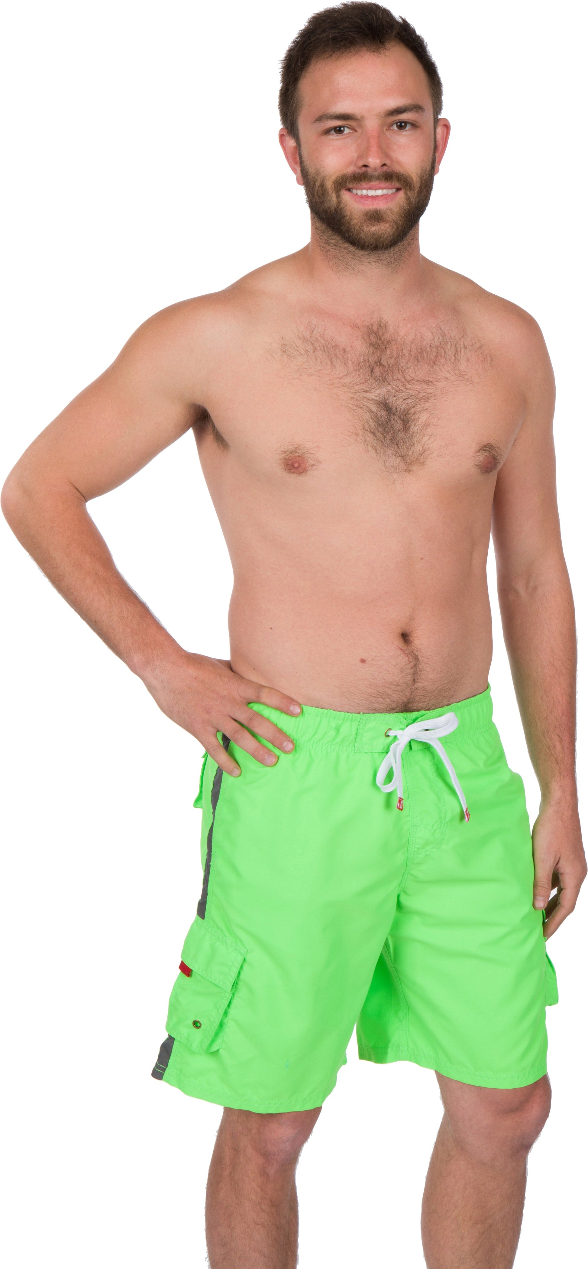Men's Contrast Striped Solid Color Swim Trunks for Surfing and Skating by Sakkas - Concordia Style Boutique