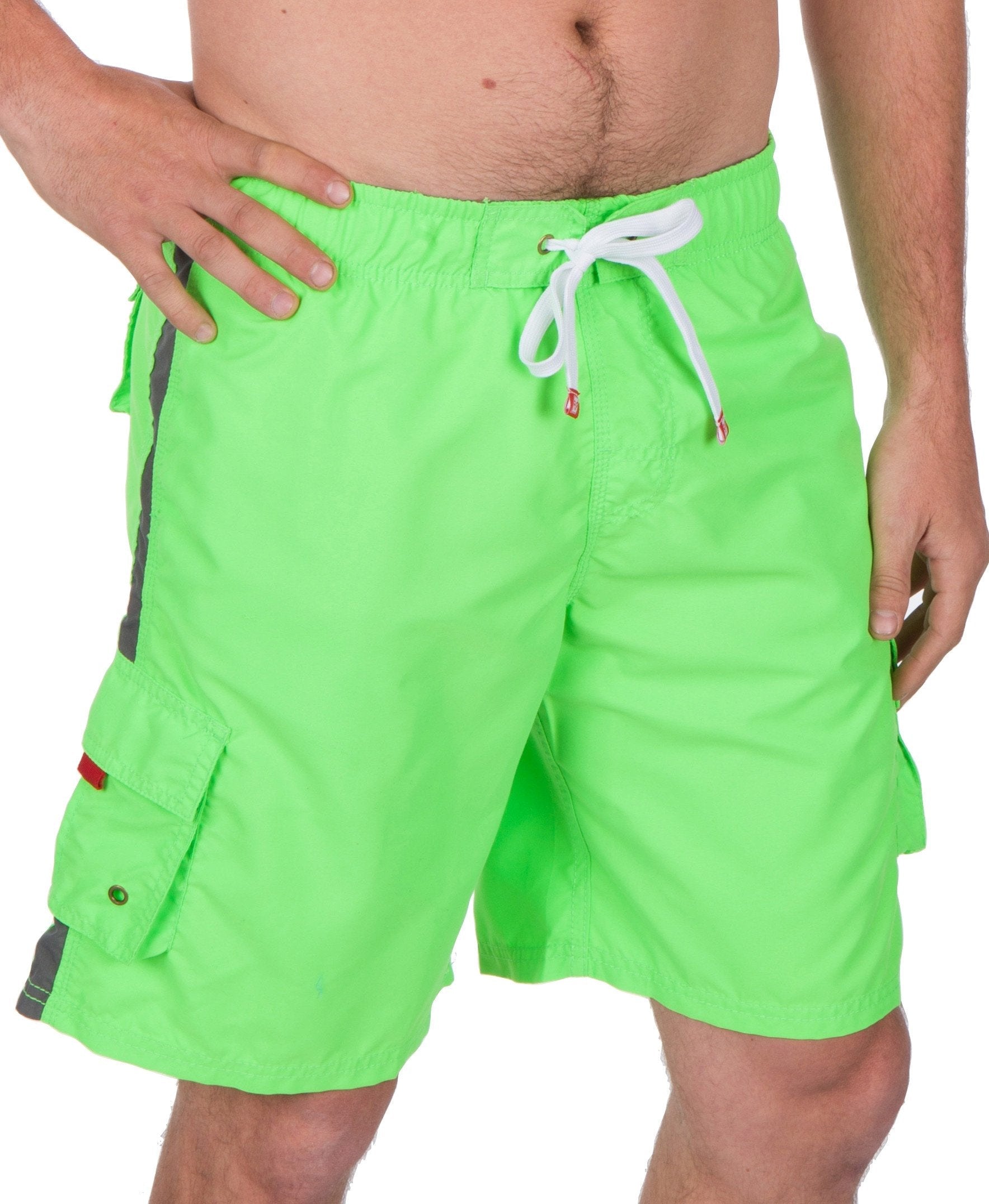 Men's Contrast Striped Solid Color Swim Trunks for Surfing and Skating by Sakkas - Concordia Style Boutique