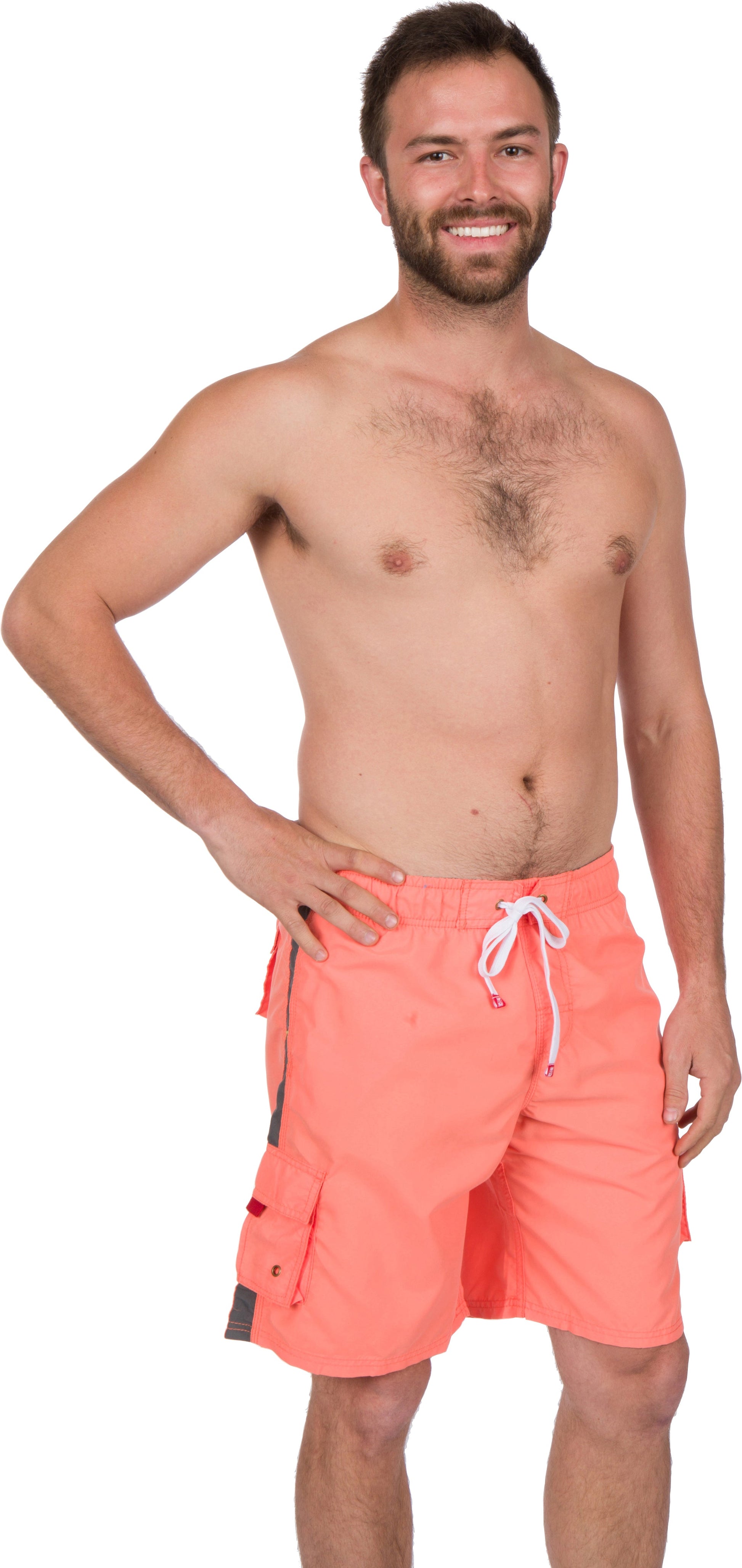 Men's Contrast Striped Solid Color Swim Trunks for Surfing and Skating by Sakkas - Concordia Style Boutique