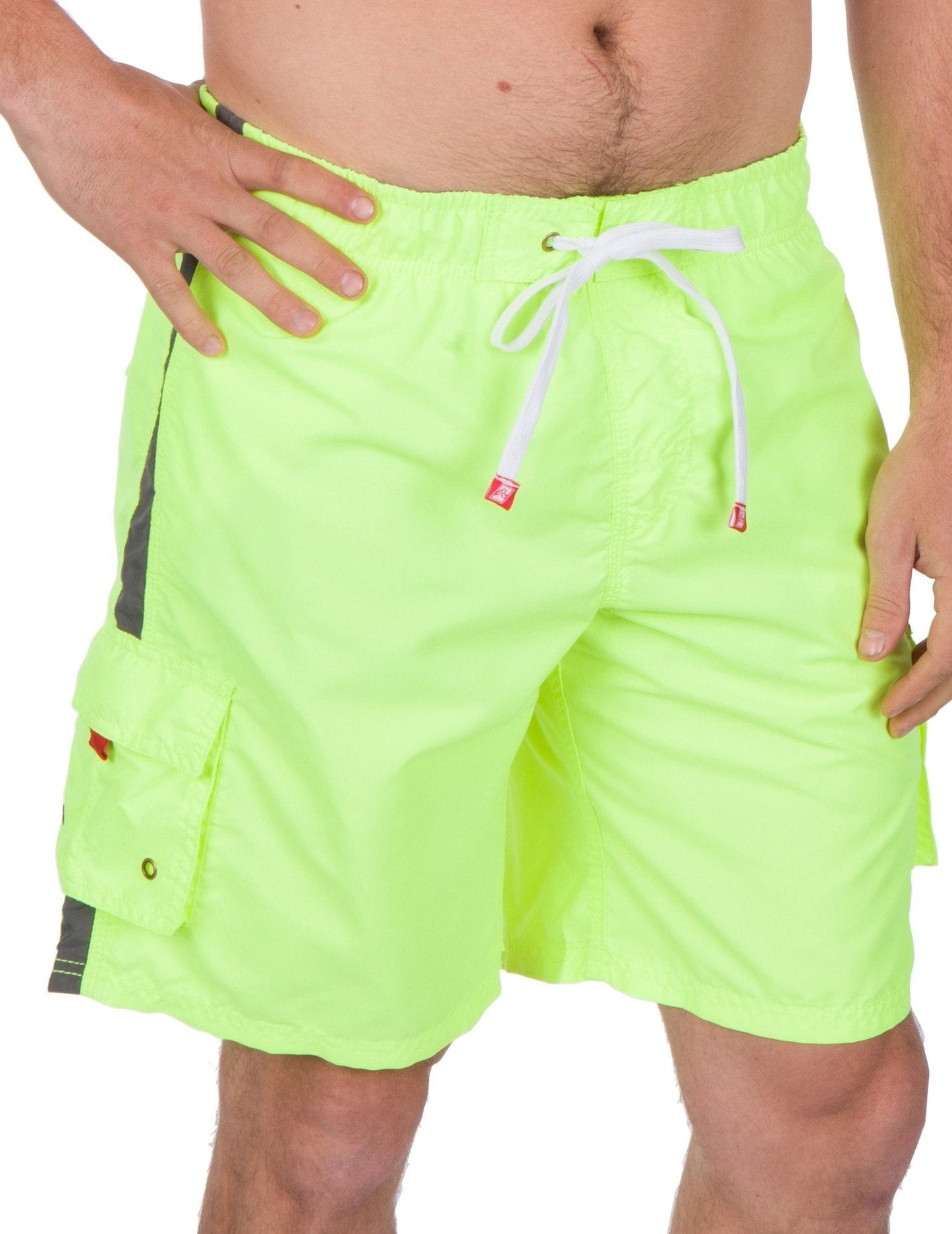 Men's Contrast Striped Solid Color Swim Trunks for Surfing and Skating by Sakkas - Concordia Style Boutique