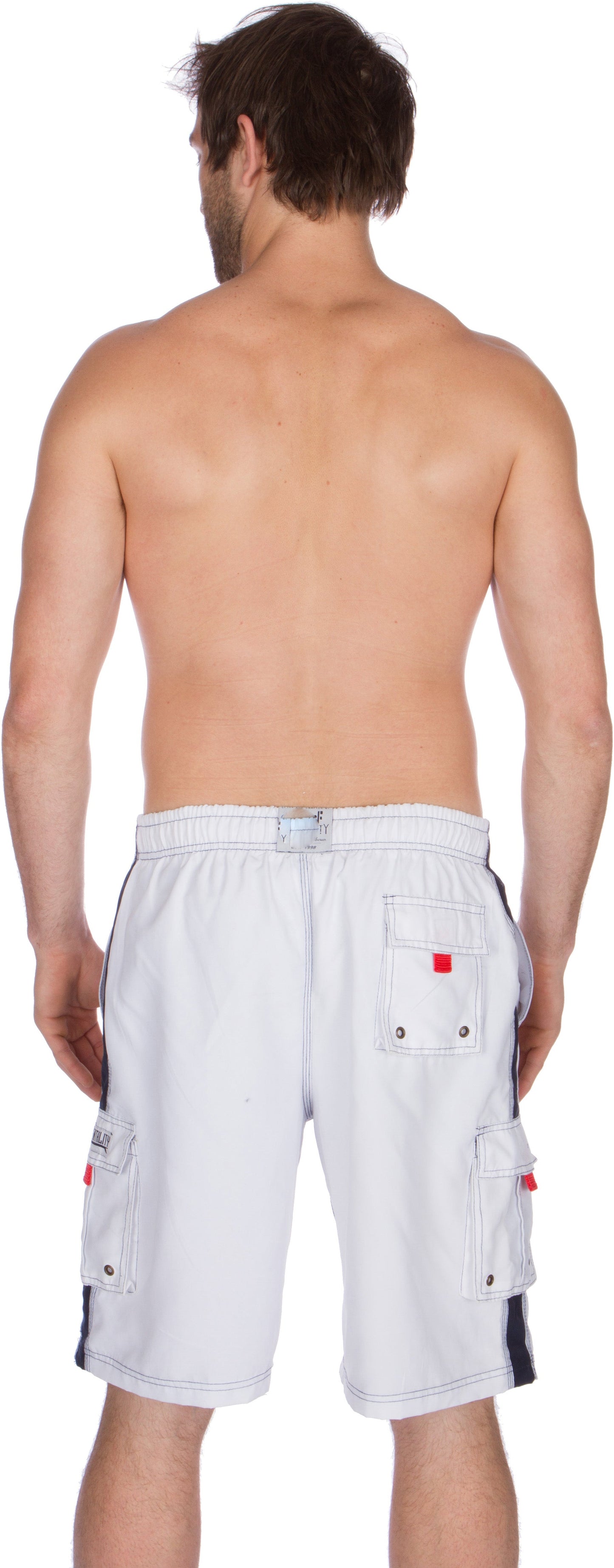 Men's Contrast Striped Solid Color Swim Trunks for Surfing and Skating by Sakkas - Concordia Style Boutique