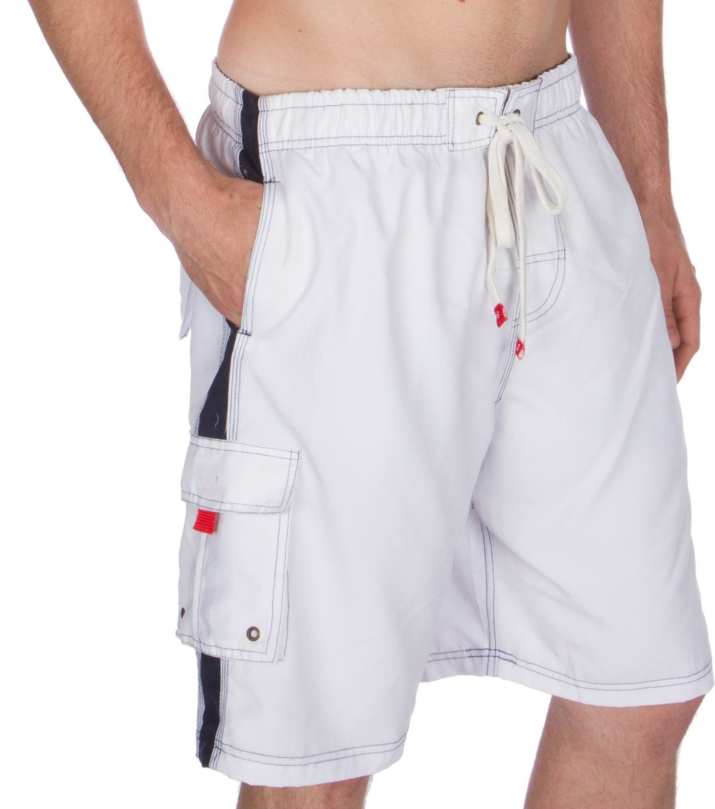 Men's Contrast Striped Solid Color Swim Trunks for Surfing and Skating by Sakkas - Concordia Style Boutique