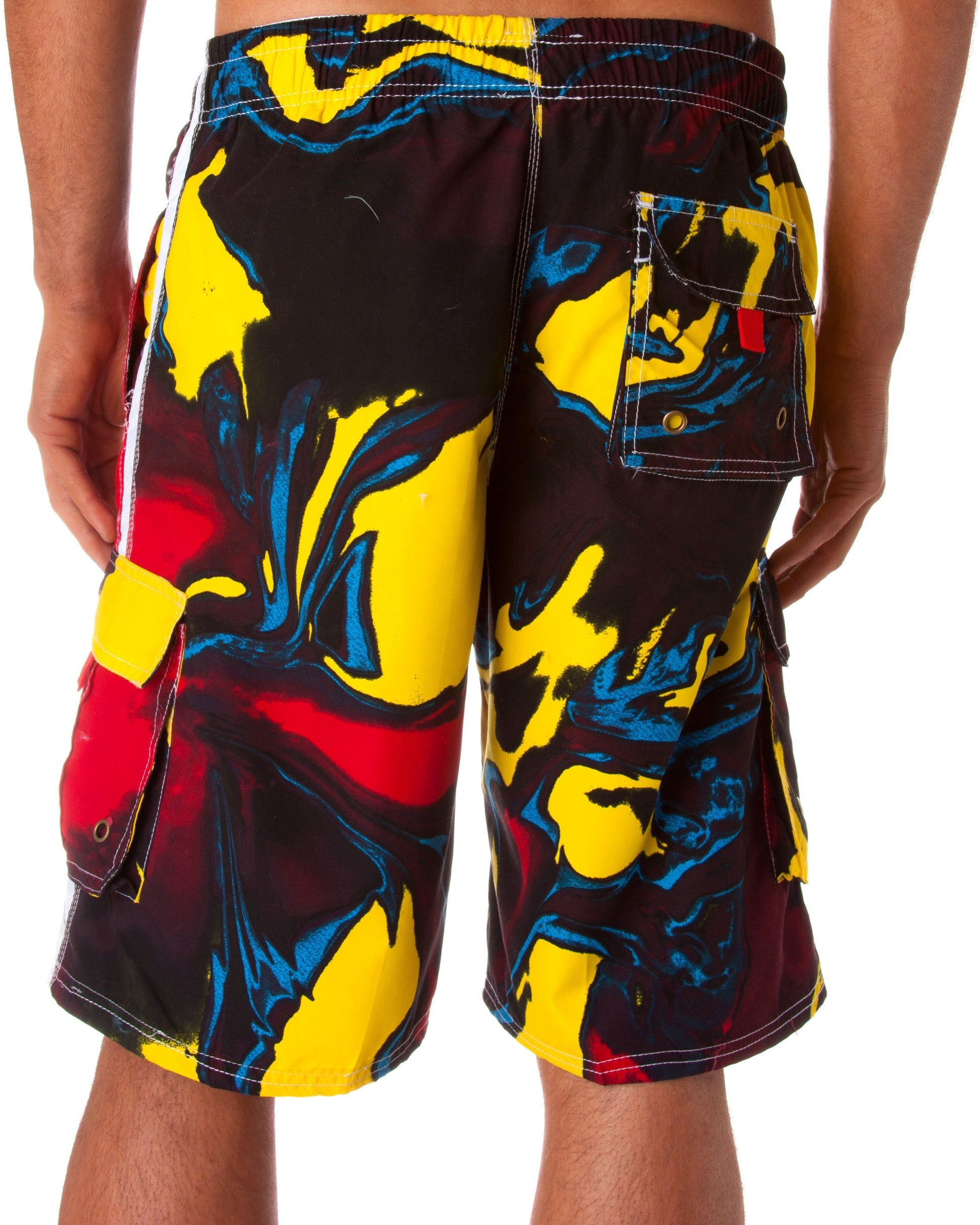 Sakkas Mens Multi Color Wave Design Skate Surf Board Short / Swim Trunks - Concordia Style Boutique