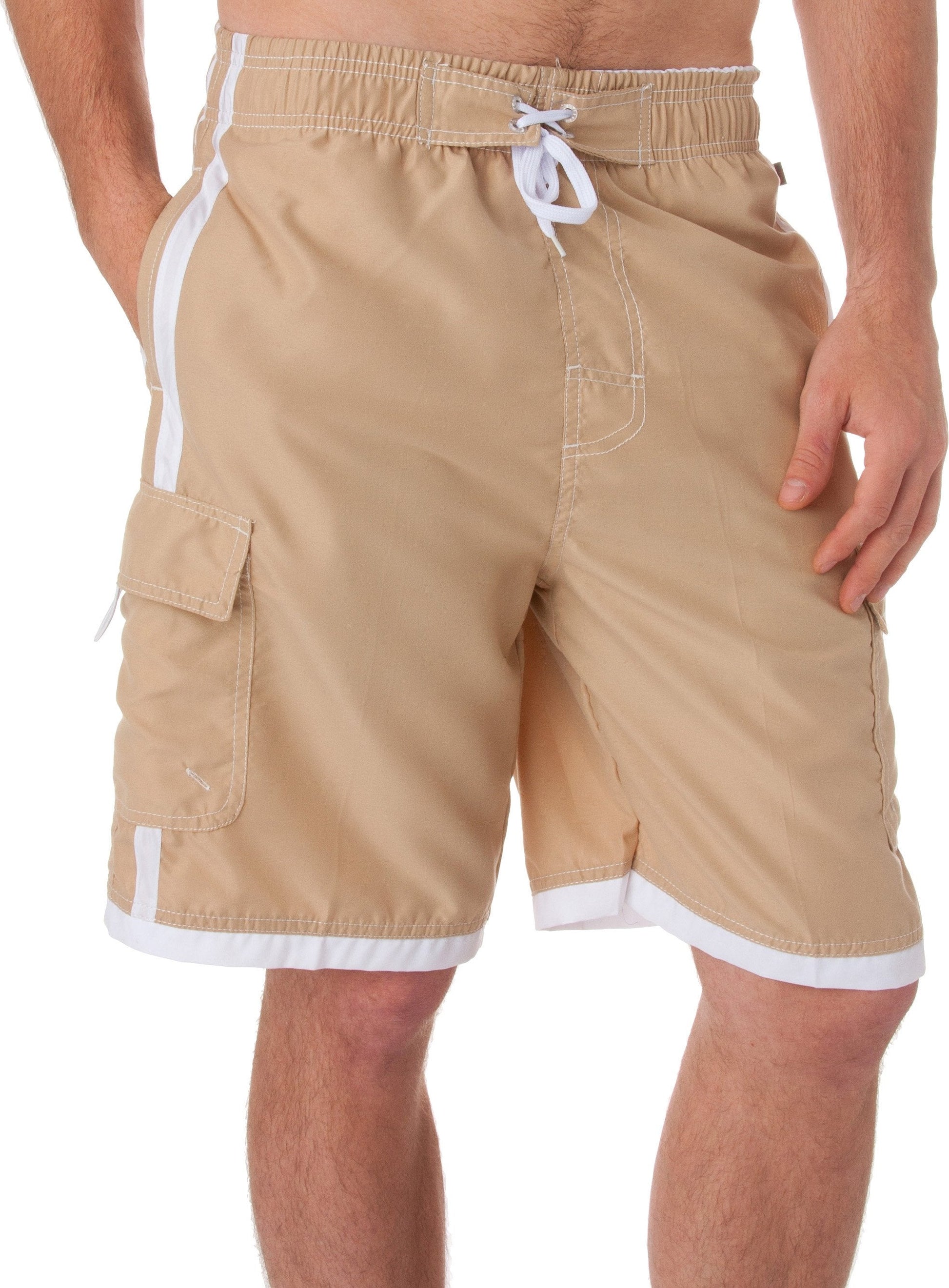 Sakkas Mens Contrast Stripes Skate Surf Board Short / Swim Trunks - Concordia Style Boutique