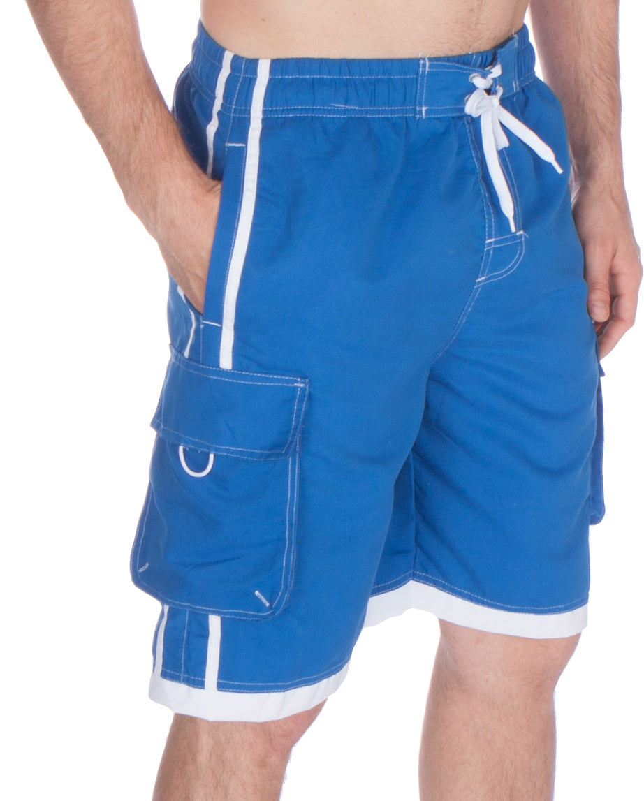 Sakkas Mens Contrast Stripes Skate Surf Board Short / Swim Trunks - Concordia Style Boutique