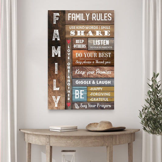 Use Kind Words, Listen To Your Parents Family Rules Sign