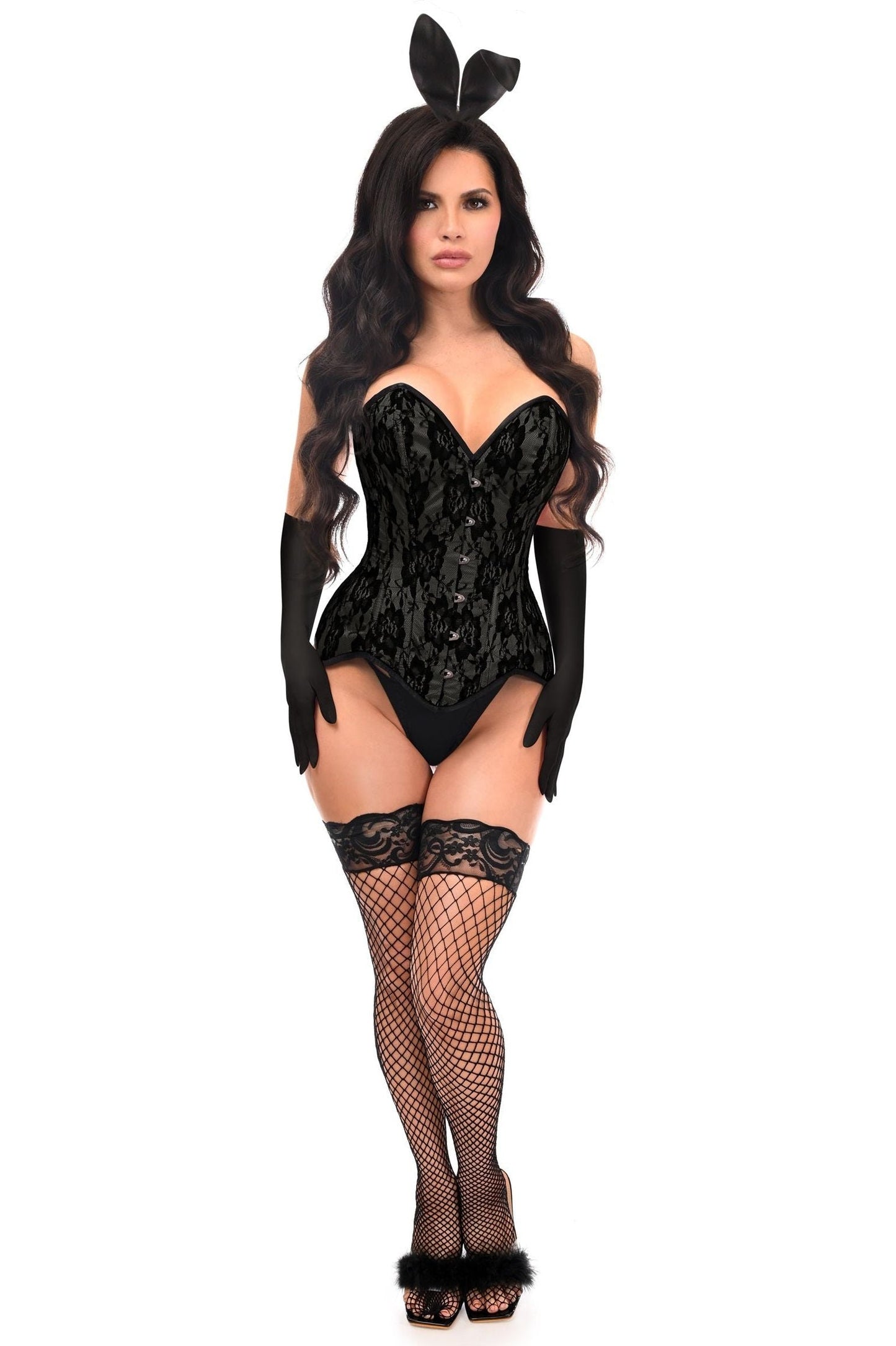 Top Drawer 4 PC Premium Black Bunny Corset Costume