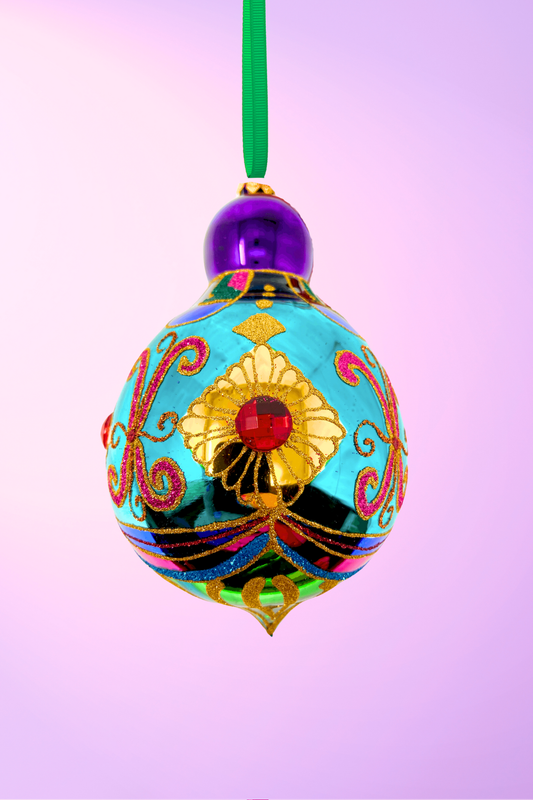 Topaz Sparkling Gem Glass Christmas Bauble