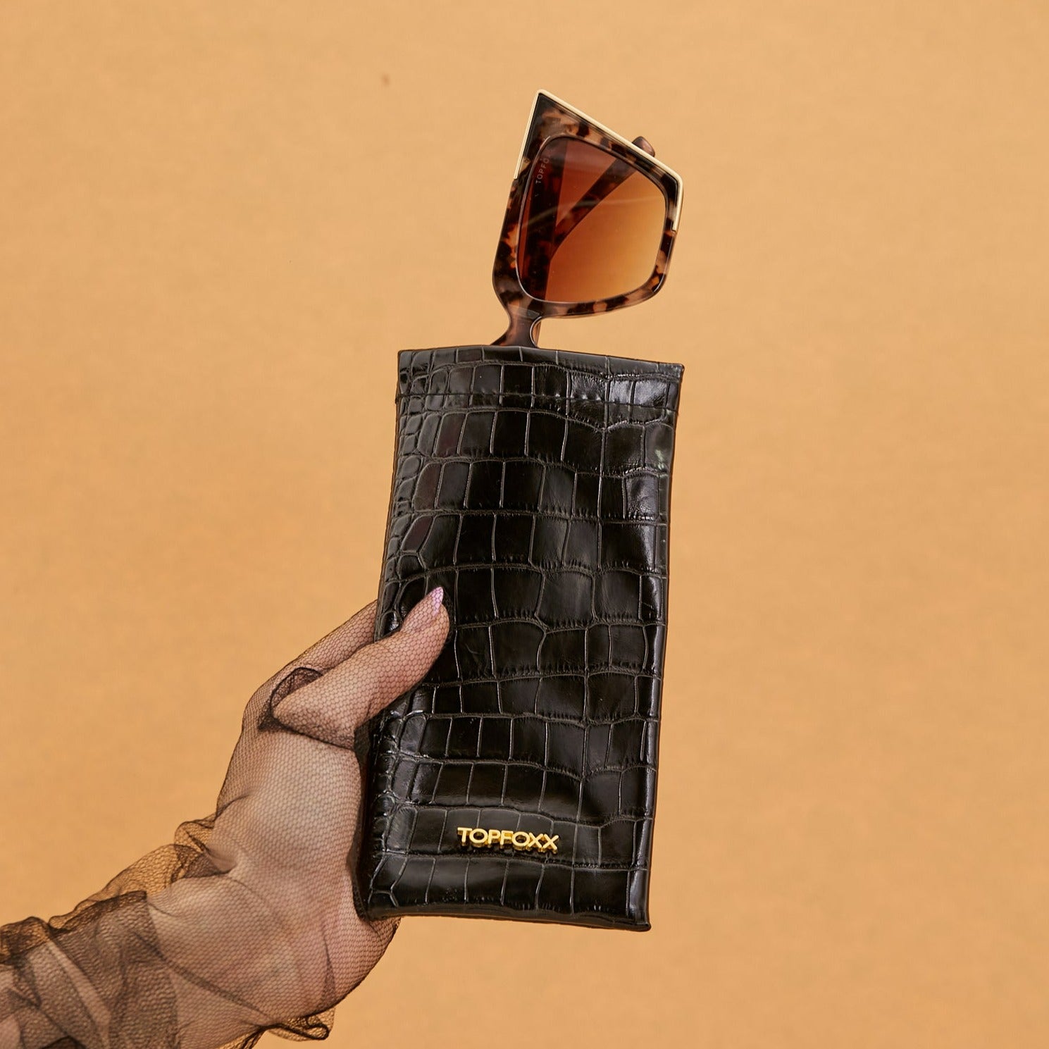 Black Faux Croco Soft Pouch - Concordia Style Boutique