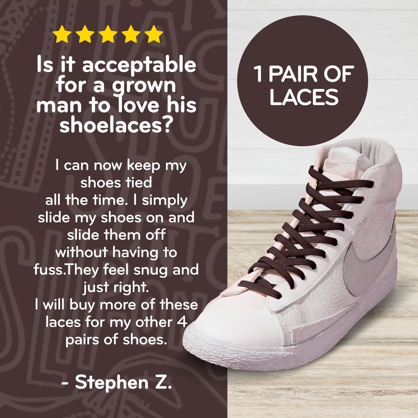 Dark Brown Flat Elastic Stretch Shoe Laces