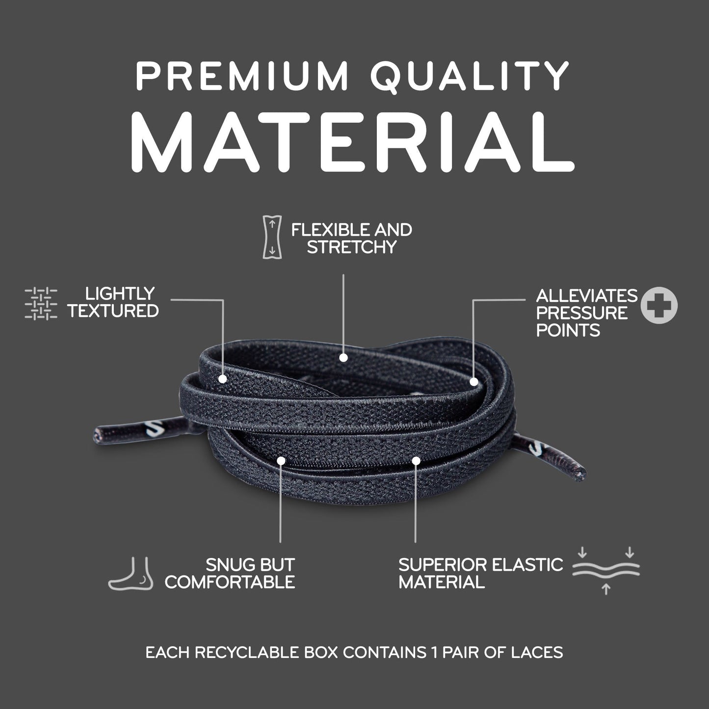 Grey Flat Elastic Stretch Shoe Laces