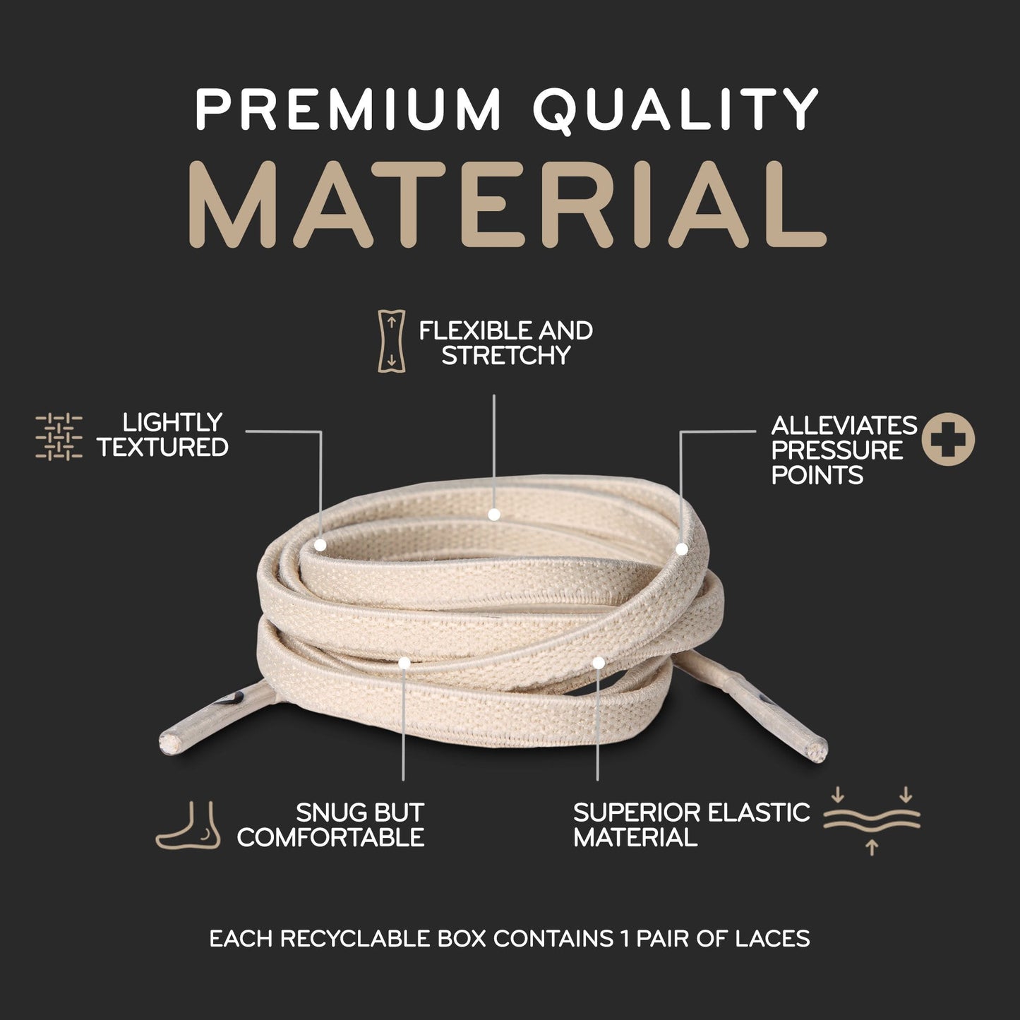 Ivory Flat Elastic Stretch Shoe Laces