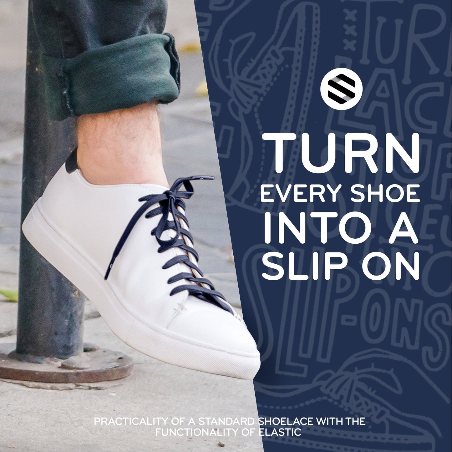 Navy Flat Elastic Stretch Shoe Laces