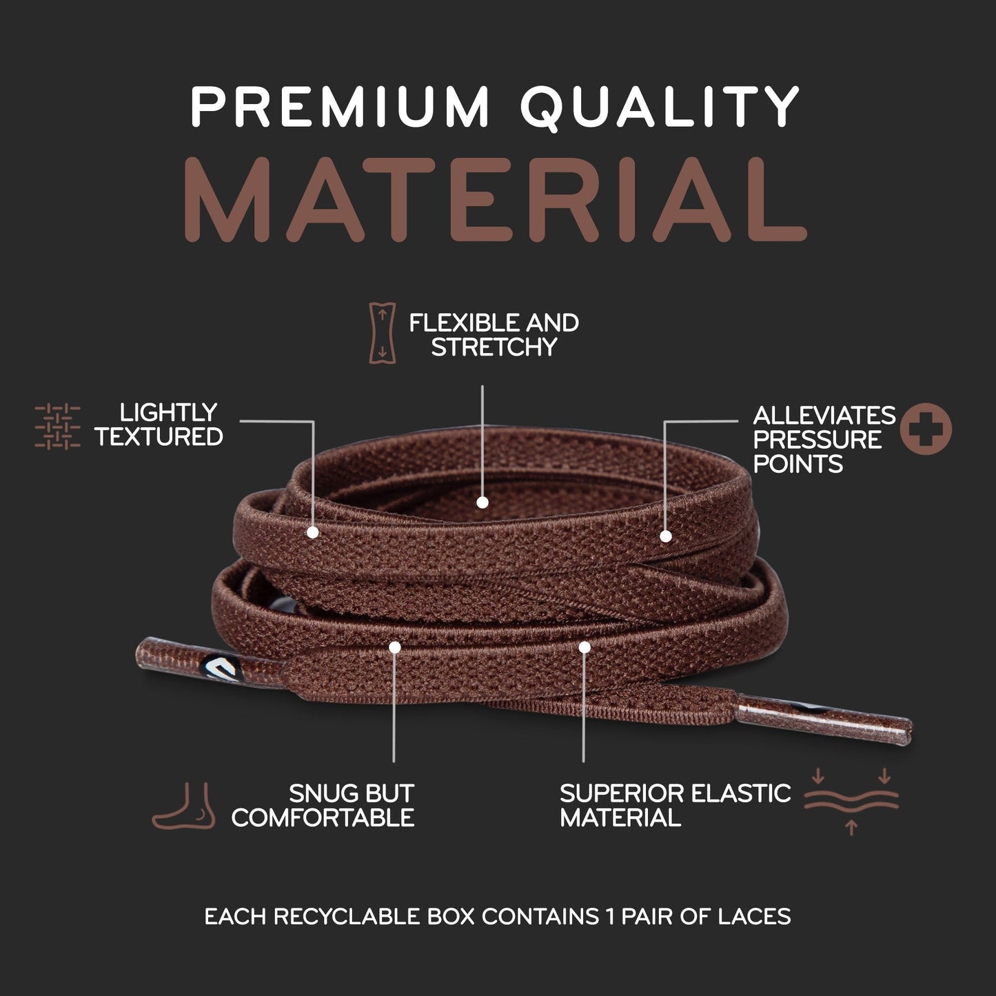 Brown Flat Elastic Stretch Shoe Laces