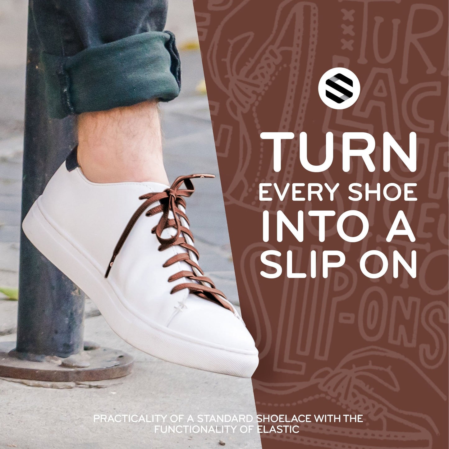 Brown Flat Elastic Stretch Shoe Laces