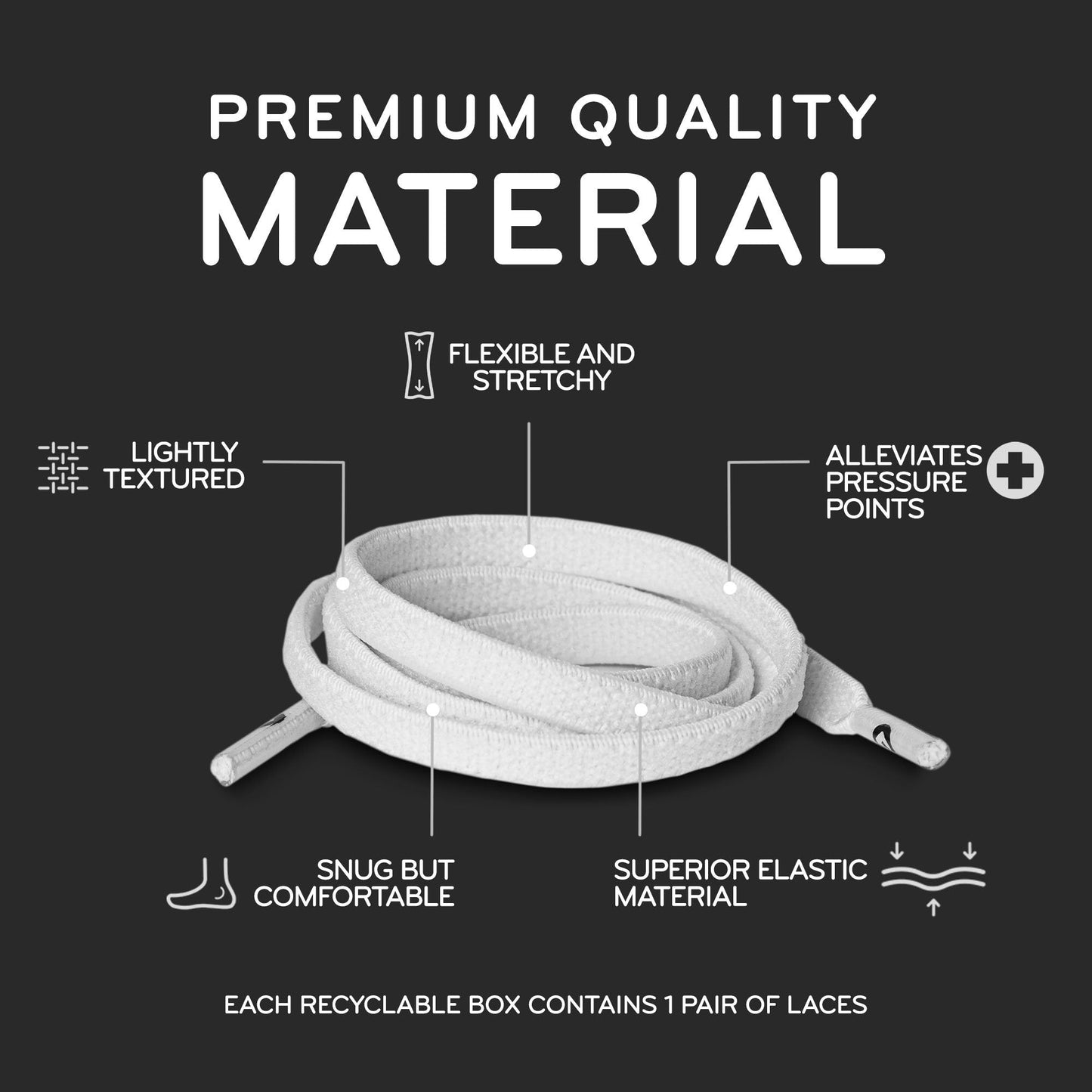 White Flat Elastic Stretch Shoe Laces