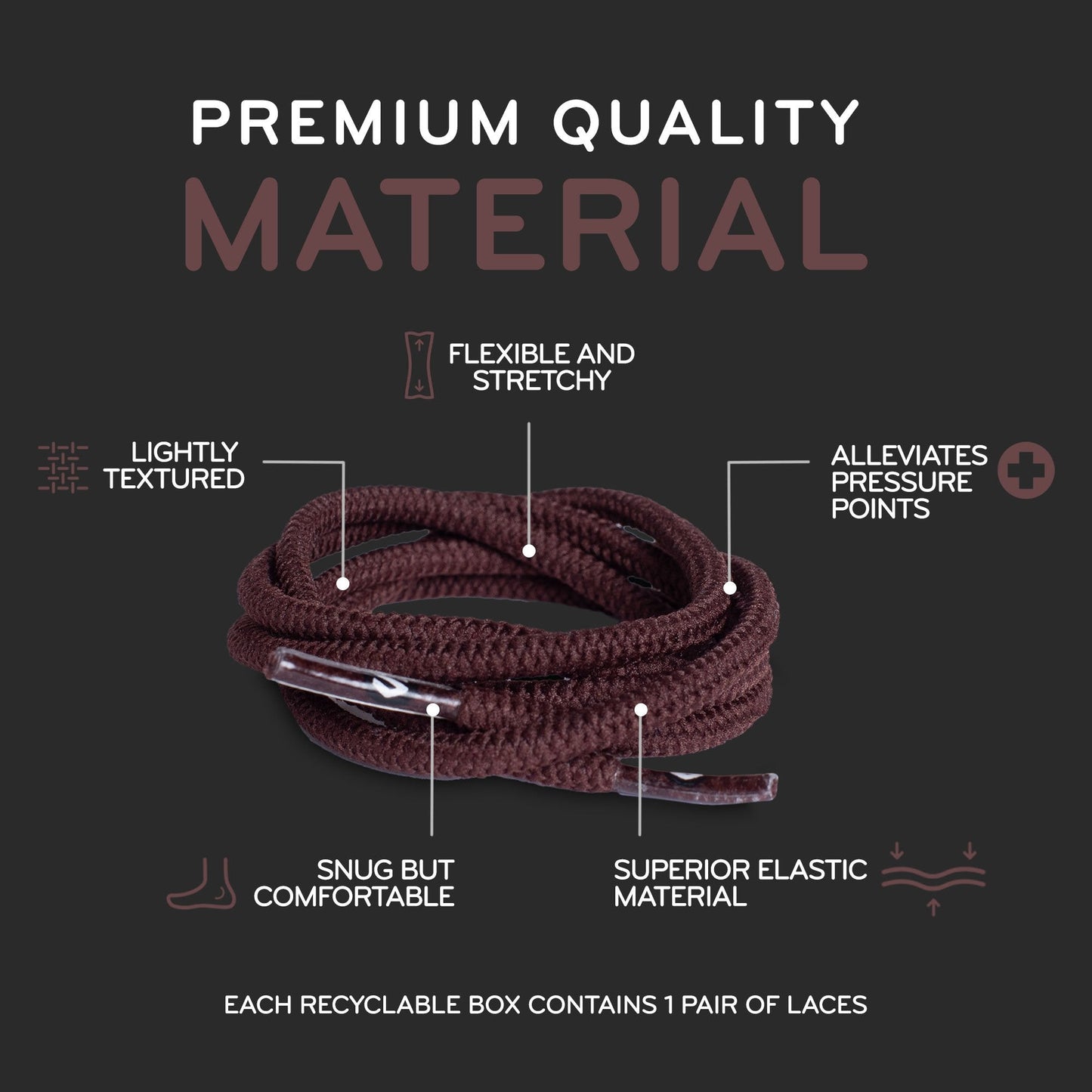 Dark Brown Round Elastic Stretch Shoe Laces